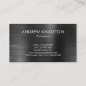 Modern Eenvoudig Donkergrijs Nep Geborsteld Staal  Visitekaartje (Achterkant)