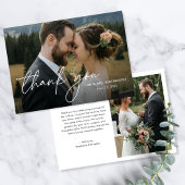 Modern Eenvoudig Elegant 2 foto's Trouwen Bedankkaart
