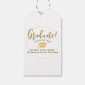 Modern Eenvoudig Elegant Afstuderen gouden Pet Scr Cadeaulabel (Voorkant)