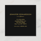 Modern eenvoudig elegant goud zwart professional vierkante visitekaartje (Achterkant)