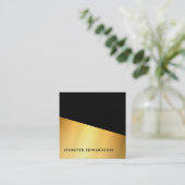 Modern eenvoudig elegant goud zwart professional vierkante visitekaartje (Staand voorkant)