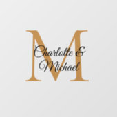 Modern, eenvoudig, elegant, monogram bruiloft raamsticker (Vel)