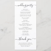 Modern eenvoudig elegant script bruiloft programma (Achterkant)