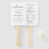 Modern eenvoudig elegant script bruiloft programma handwaaier (Voorkant en achterkant)