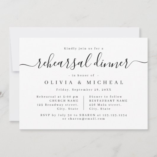 Modern eenvoudig elegant script repetitie diner kaart (Voorkant)