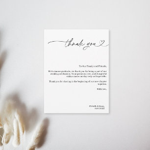 Modern Eenvoudig Elegant Zwart en Wit Hart Bedankkaart