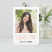 modern eenvoudig foto AFSTUDEERDER DANK U sinaasap Bedankkaart (Staand voorkant)