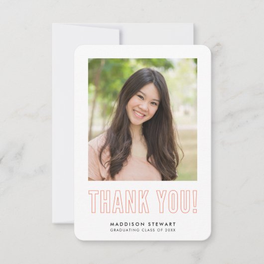 modern eenvoudig foto AFSTUDEERDER DANK U sinaasap Bedankkaart (Voorkant)