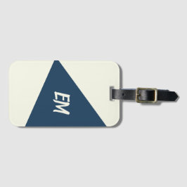 Modern eenvoudig geometrisch blauw en crème bagagelabel