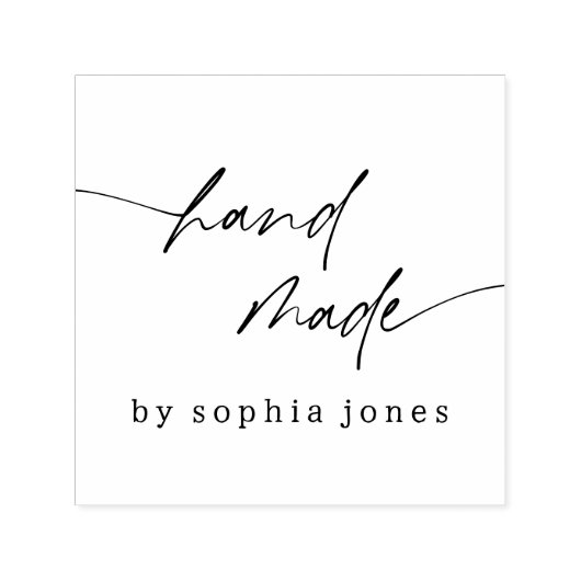 Modern eenvoudig handgemaakt script zwart wit zelfinktende stempel (Design)