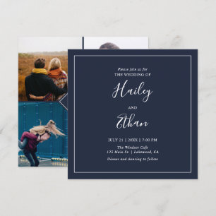 Modern eenvoudig handschrift foto bruiloft kaart