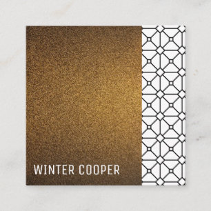 Modern eenvoudig koperen gouden glitter geometrisc vierkante visitekaartje