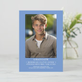 Modern Eenvoudig Korenbloem Blauw Foto Afstuderen Aankondiging (Staand voorkant)