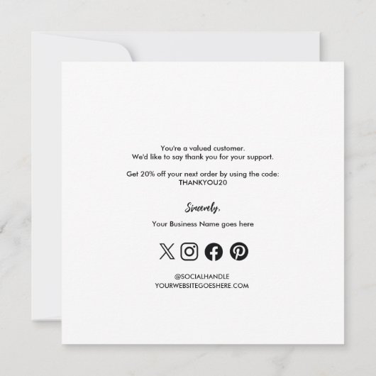 Modern Eenvoudig kortingscode handlettering script Bedankkaart (Achterkant)