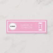 Modern Eenvoudig Logo Blush Roze Witte Haarstylist Mini Visitekaartje (Voorkant)