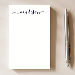 Modern Eenvoudig Marine Blauw Typografie Naam Scri Post-it® Notes