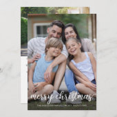Modern Eenvoudig Merry Christmas met 2 foto's Feestdagenkaart (Voorkant / Achterkant)