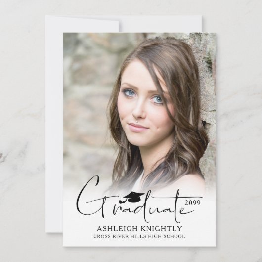 Modern eenvoudig met de hand geletterd Afstuderen Aankondiging (Voorkant)