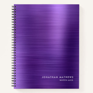 Modern eenvoudig metalen geborsteld Paarse Notitieboek