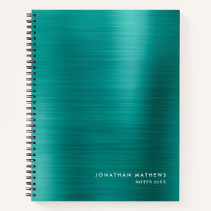 Modern eenvoudig Metallic geborsteld Blauwgroen Notitieboek
