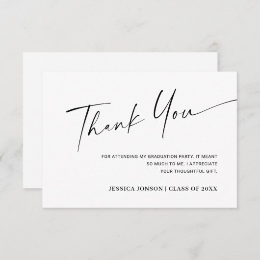 Modern eenvoudig minimalistisch Afstuderen Bedankkaart (Voorkant / Achterkant)