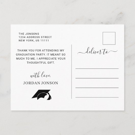 Modern eenvoudig minimalistisch Afstuderen Dank u Aankondigingskaart (Achterkant)
