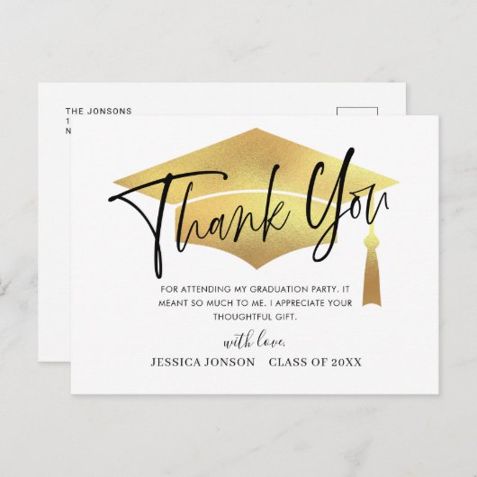 Modern eenvoudig minimalistisch Afstuderen Dank u Aankondigingskaart (Voorkant / Achterkant)