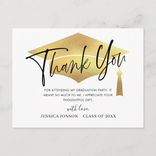 Modern eenvoudig minimalistisch Afstuderen Dank u Aankondigingskaart (Voorkant)