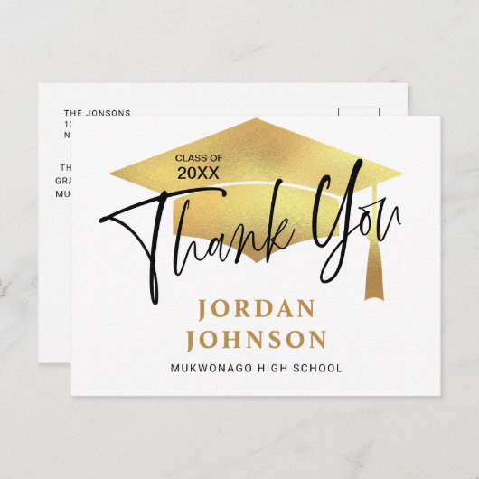 Modern eenvoudig minimalistisch Afstuderen Dank u Briefkaart (Voorkant / Achterkant)