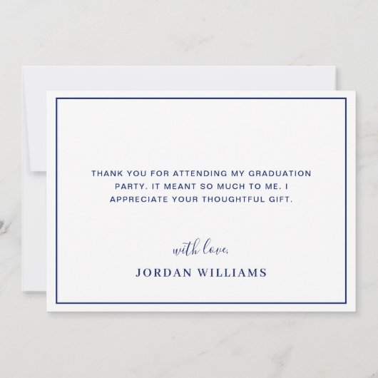 Modern eenvoudig minimalistisch Golden Blue Afstud Bedankkaart (Achterkant)