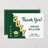 Modern eenvoudig minimalistisch Golden Green Afstu Bedankkaart (Voorkant / Achterkant)