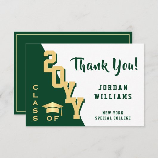 Modern eenvoudig minimalistisch Golden Green Afstu Bedankkaart (Voorkant / Achterkant)