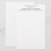 Modern Eenvoudig Minimalistisch Wit Professionele Briefpapier (Voorkant / Achterkant)