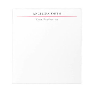 Modern Eenvoudig Minimalistisch Wit Rood Professio Notitieblok
