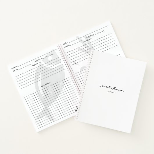 Modern eenvoudig minimalistisch wit script naam re notitieboek (Binnen)