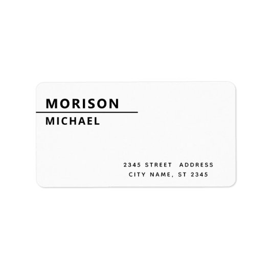 Modern eenvoudig minimalistisch zwart wit etiket (Voorkant)