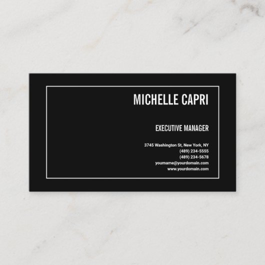 Modern Eenvoudig Minimalistisch Zwart Wit Visitekaartje (Voorkant)