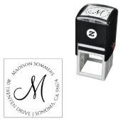 Modern eenvoudig monogram adres  zelfinktende stempel (In situ)