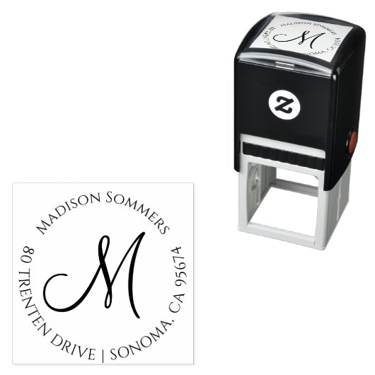 Modern eenvoudig monogram adres  zelfinktende stempel (In situ)