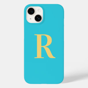 Modern Eenvoudig Monogram Blauwgroen Aqua Case-Mate iPhone 14 Hoesje