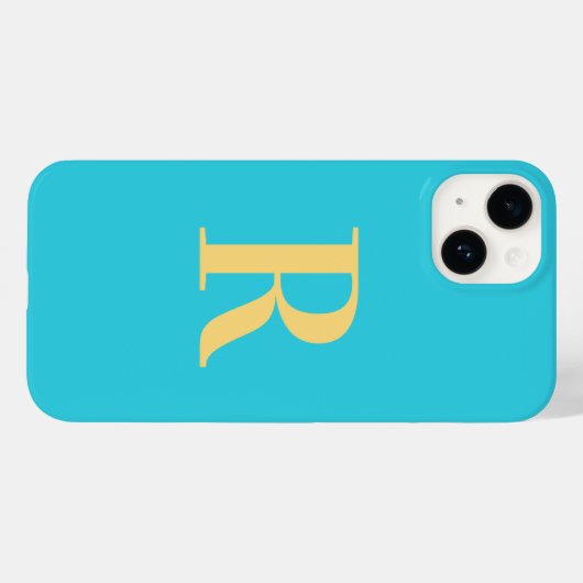 Modern Eenvoudig Monogram Blauwgroen Aqua Case-Mate iPhone Case (Achterkant (horizontaal))