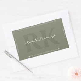 Modern Eenvoudig Monogram Sage Groen Rechthoekige Sticker