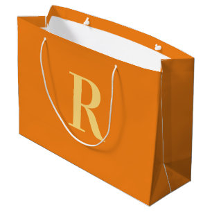 Modern Eenvoudig Monogram Sinaasappel Groot Cadeauzakje