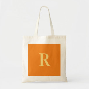 Modern Eenvoudig Monogram Sinaasappel Tote Bag
