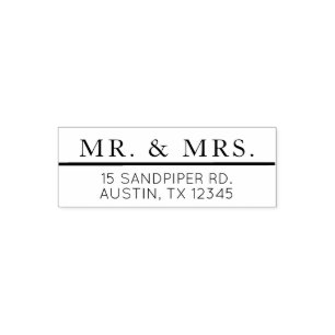 Modern eenvoudig Mr & Mrs Classic retouradres Zelfinktende Stempel