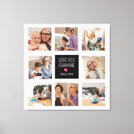 Modern Eenvoudig Oma Hart 8 Fotocollage Custom Canvas Afdruk