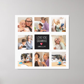 Modern Eenvoudig Oma Hart 8 Fotocollage Custom Canvas Afdruk