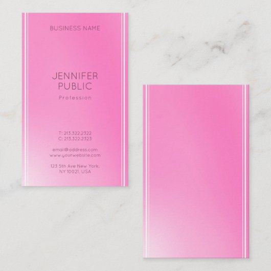 Modern eenvoudig ontwerp Elegant Roze Sjabloon Tre Visitekaartje (Voorkant / Achterkant)