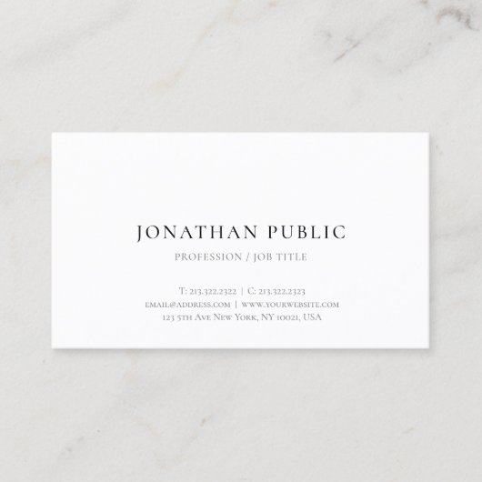 Modern eenvoudig ontwerp Elegant Sjabloon Professi Visitekaartje (Voorkant)