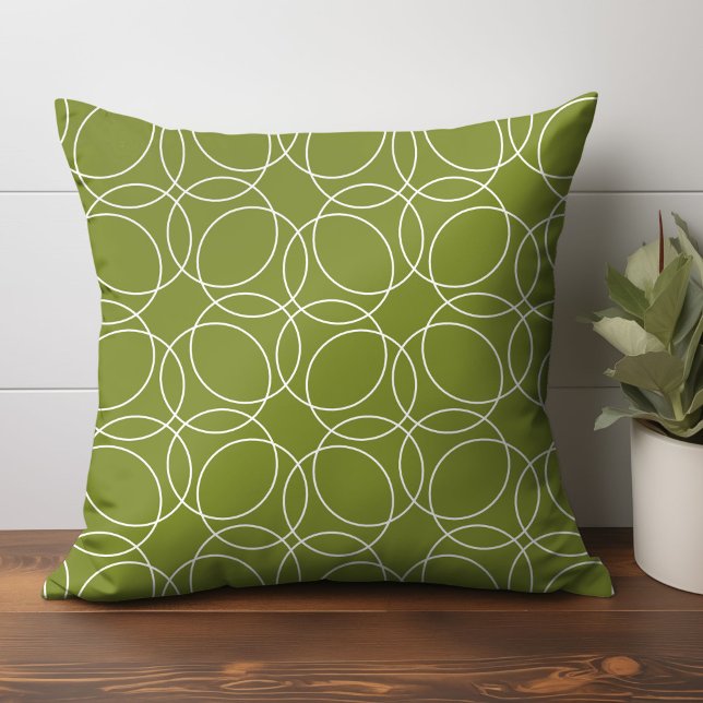 Modern eenvoudig patroon kussen (circle pattern throw pillow in green)